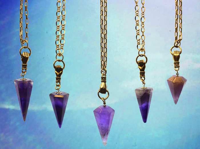 Pendulum pendants, $85 each, Pound Jewelry. Read more at TheNuminous.net!