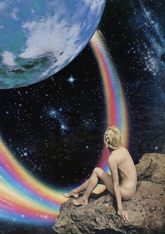 A naked girl looking at the Earth from outer space by Mariano Peccinetti on TheNuminous.net