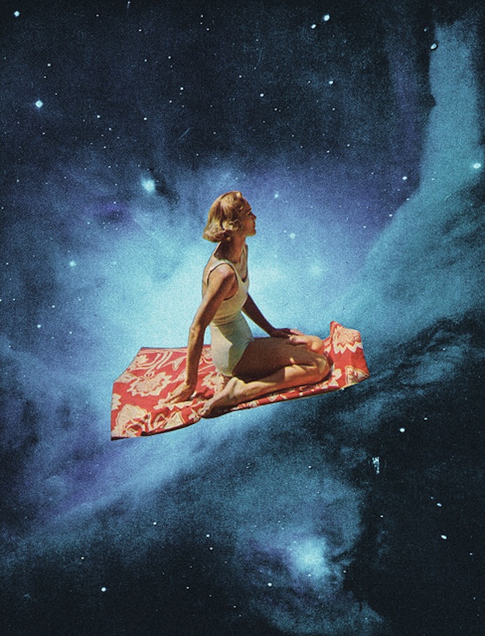 Girl on a flying carpet in outer space by Mariano PIccinetti on TheNuminous.net