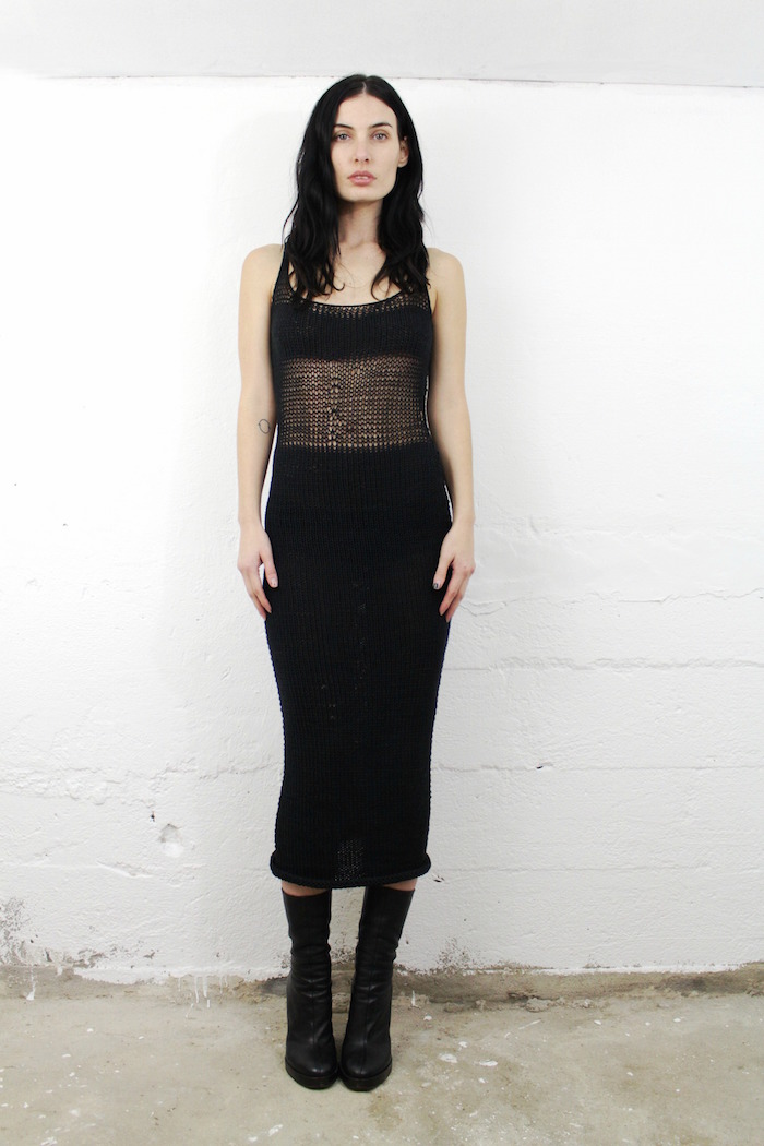 sotbm black crochet shroud dress on the numinous