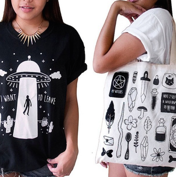 Danny Brito Alien t-shirt and witch tote on the Numinous