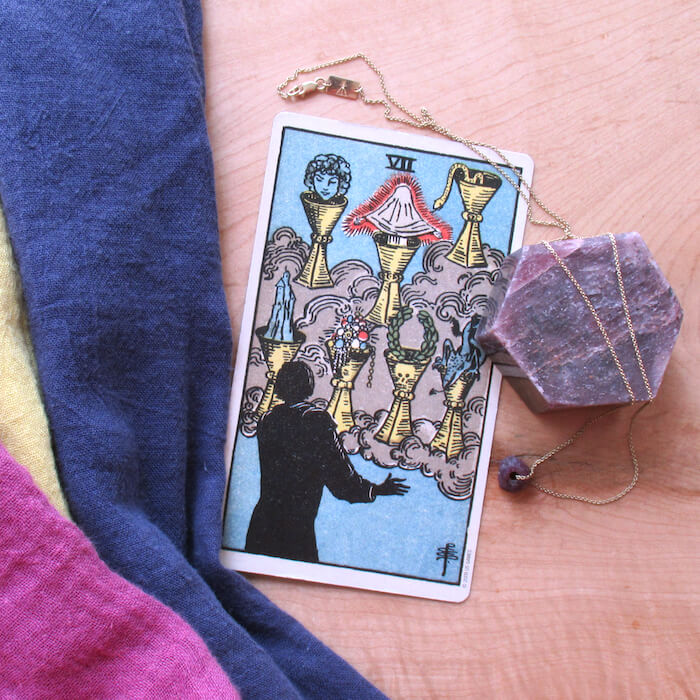 melinda lee holm ruby warrington the numinous tarot cards for june 2017 rider waite rider-waite tarot jewelry 7 of cups seven of cups 