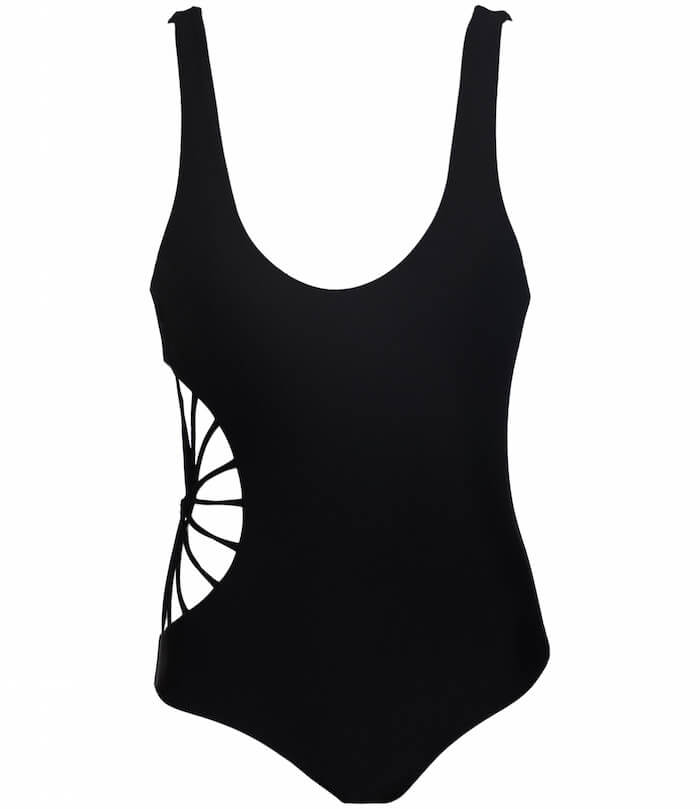 swimwear style for your sign the numinous Aquarius black Cami and Jax swimsuit cutaway