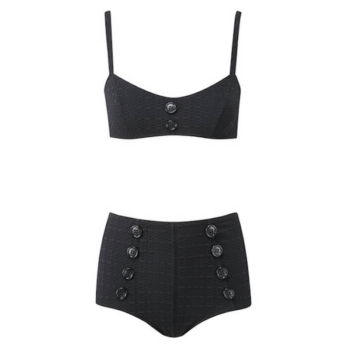 swimwear style for your sign the numinous Leo black bikini buttons Lisa Marie Fernandez